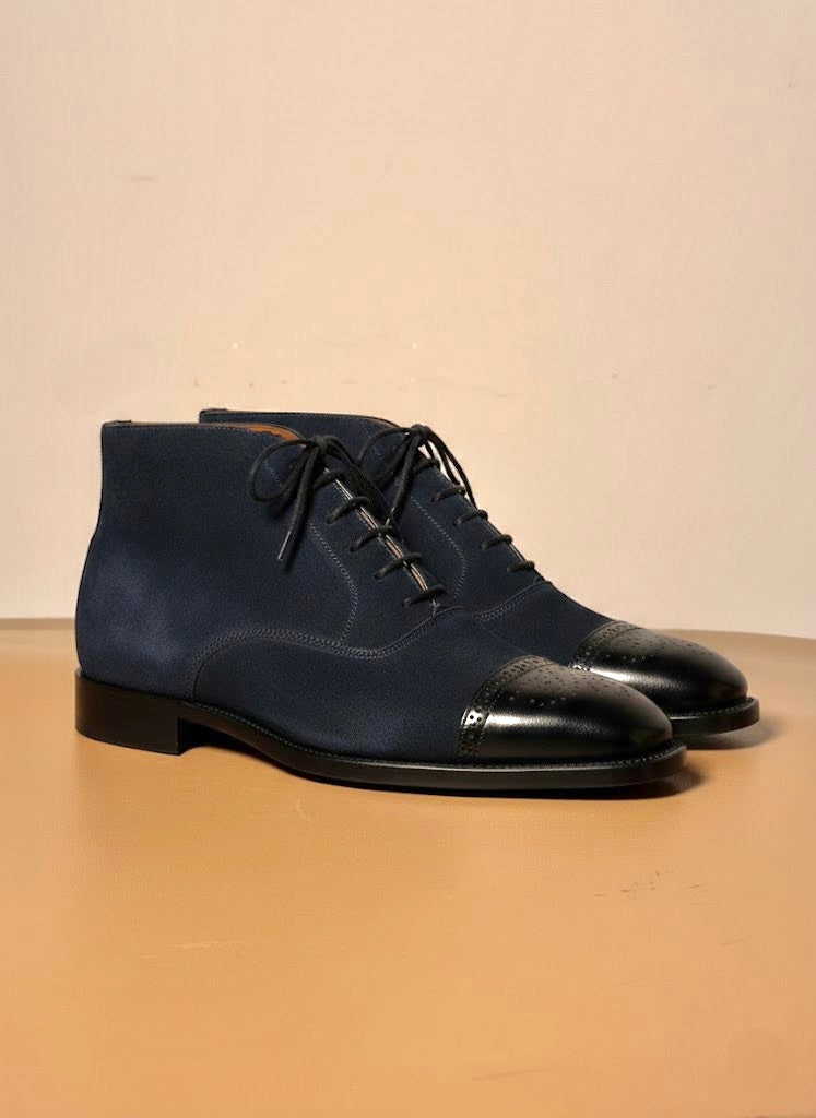 Navy blue oxford boots