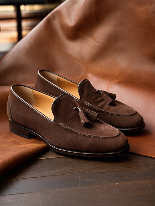 Dark brown tassel loafers