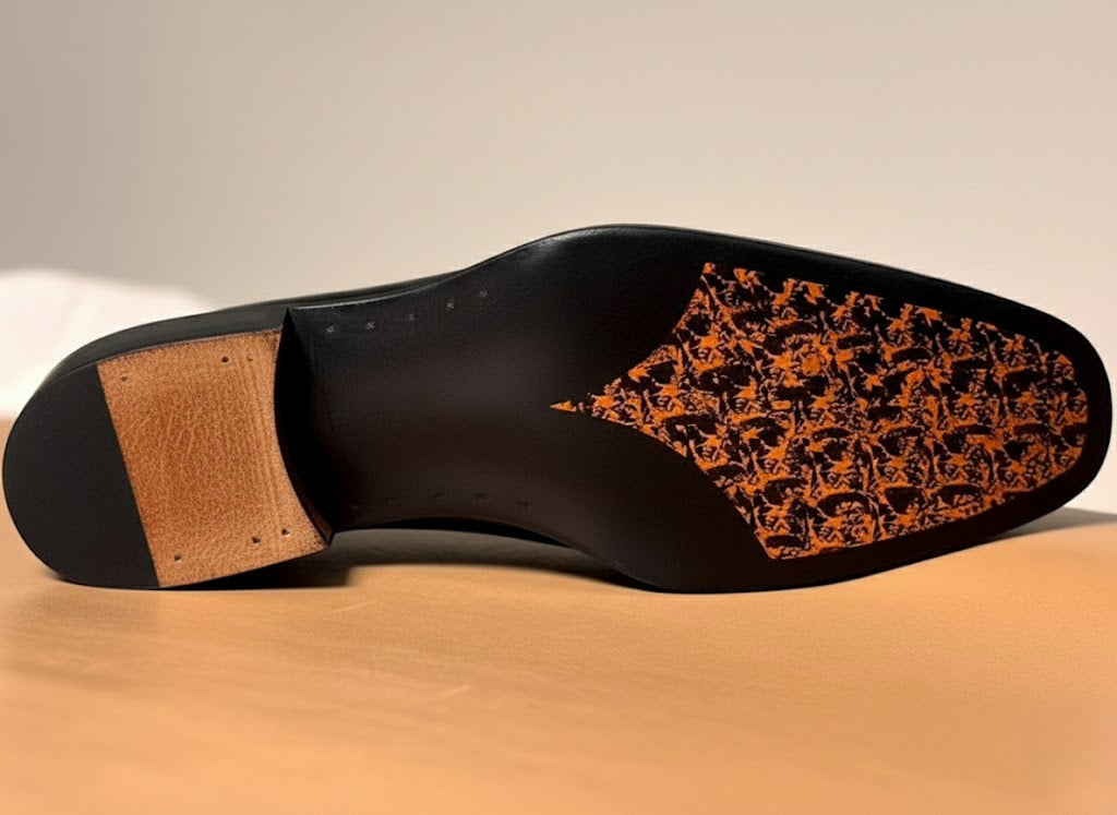 Blue patina penny loafers