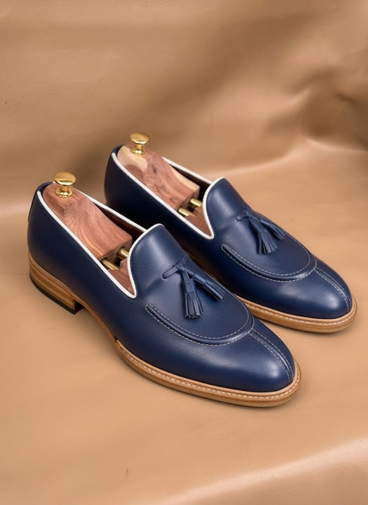 Blue Splittoe Tassels Loafers