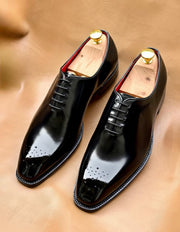 Black patent wholecut oxford