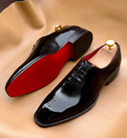 Black patent wholecut oxford