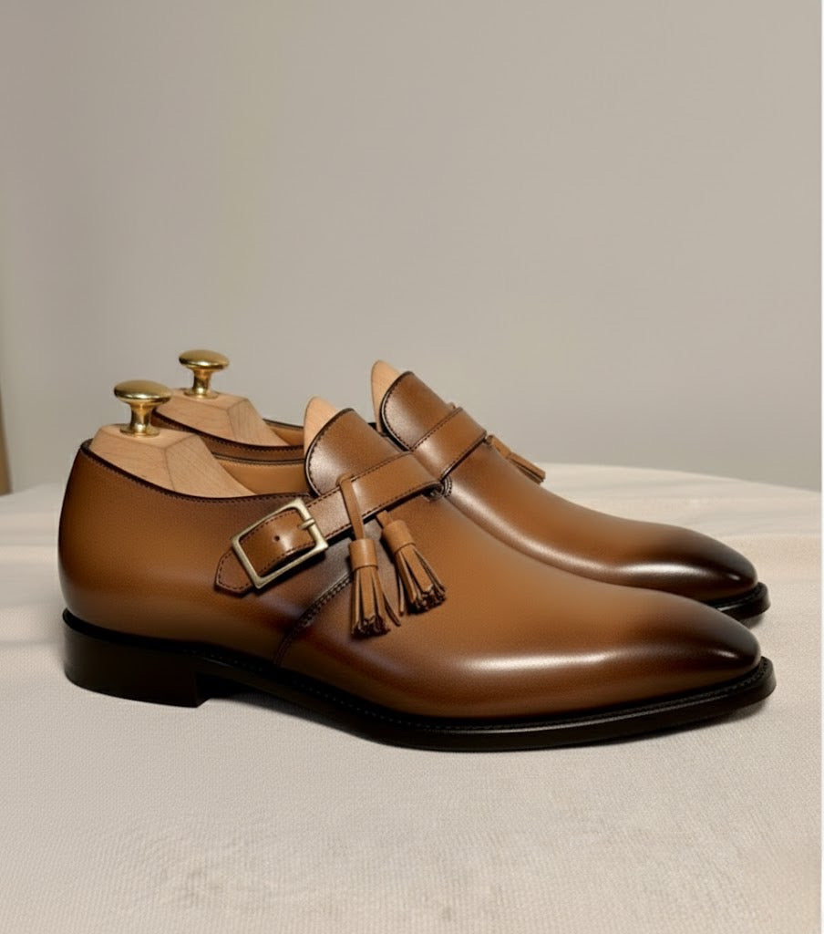 Tan & brown tassel monkstrap