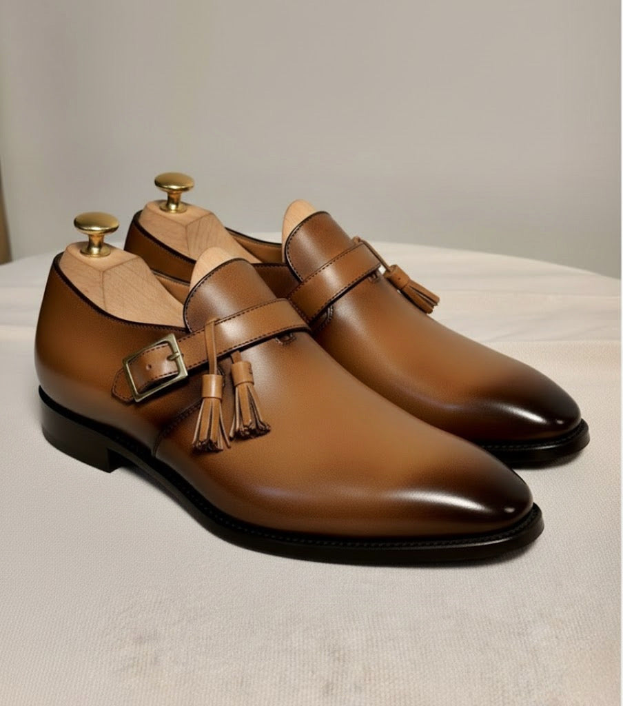 Tan & brown tassel monkstrap