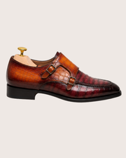 Patina crocodile double monkstrap