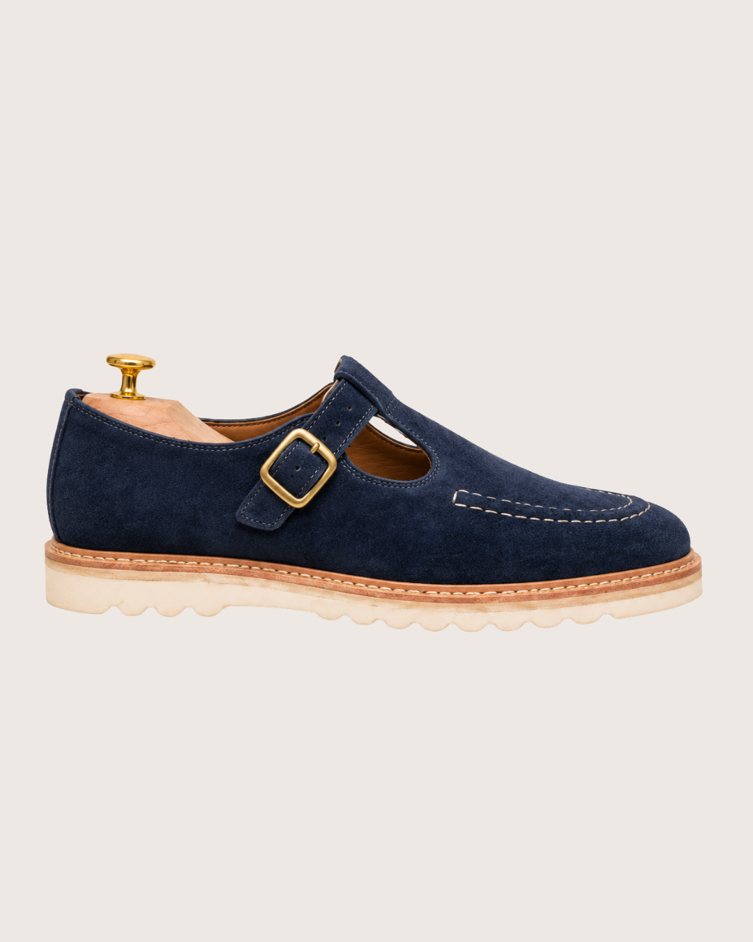 Navy blue strap loafers