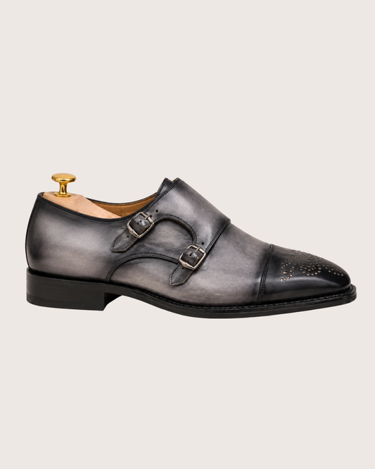 Gray patine monkstrap