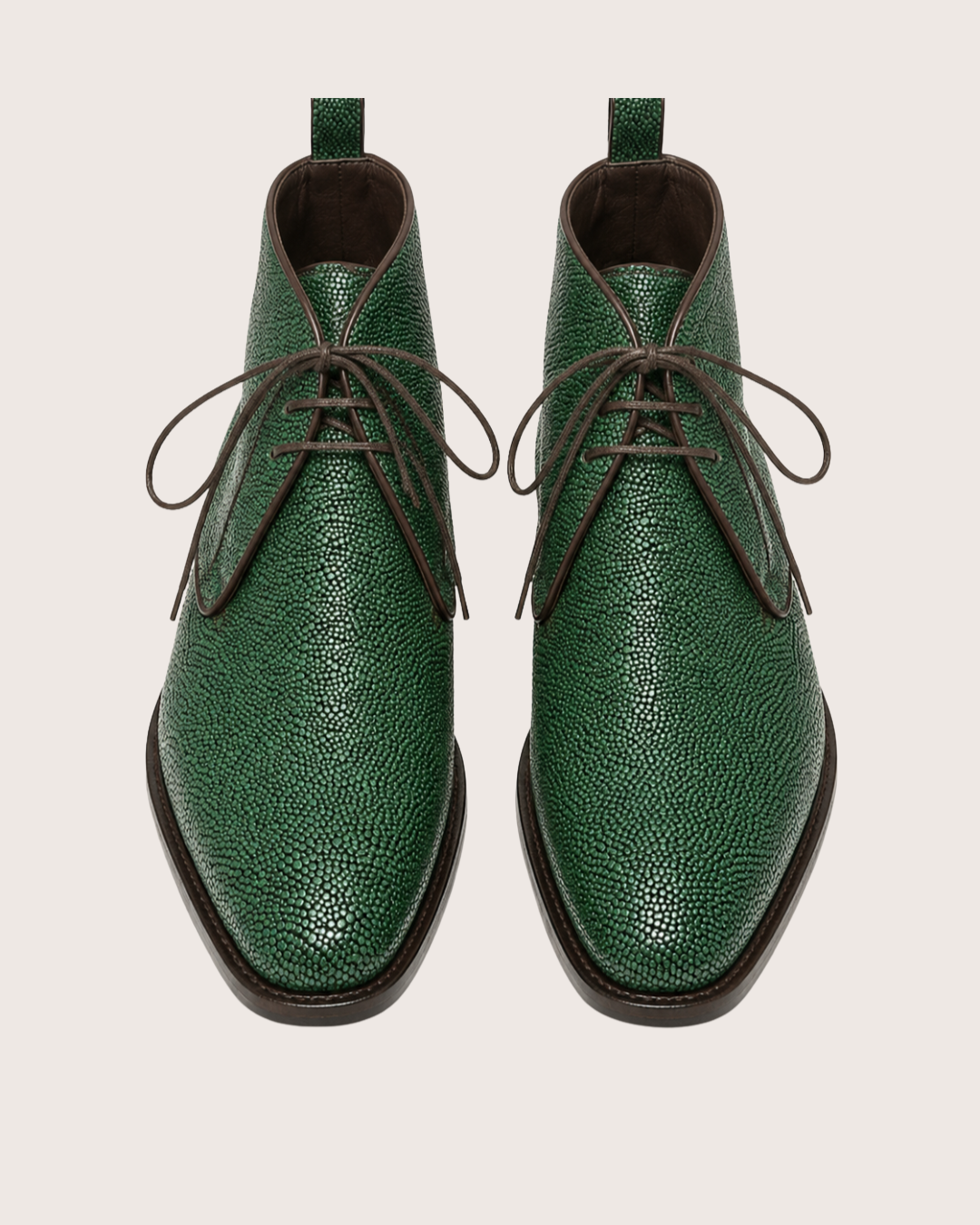Green stingray derby boots