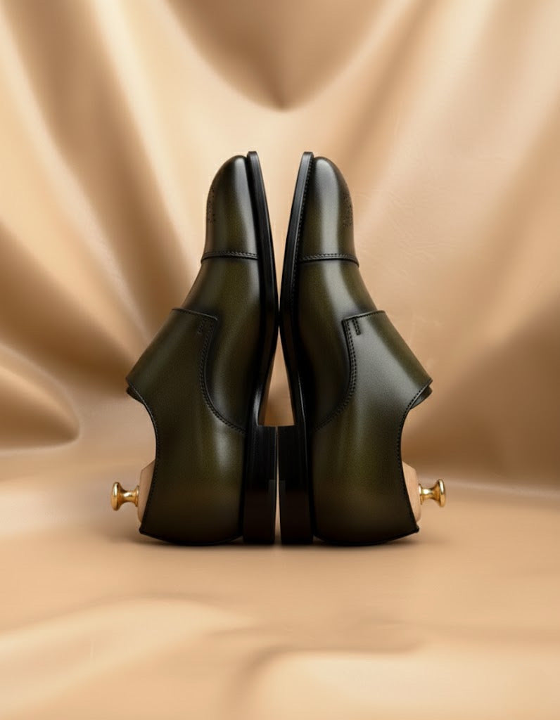 Olive green patina monk-strap