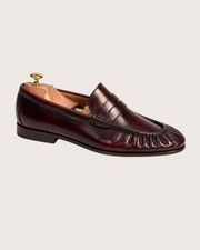burgundy penny loafers for men, handmade dress loafer