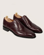 burgundy wingtip oxford shoes for men side profile