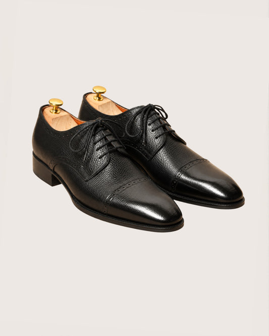 Black grain leather derby