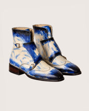 Blue Patina Monk Strap Boots for Men | Hand Welted