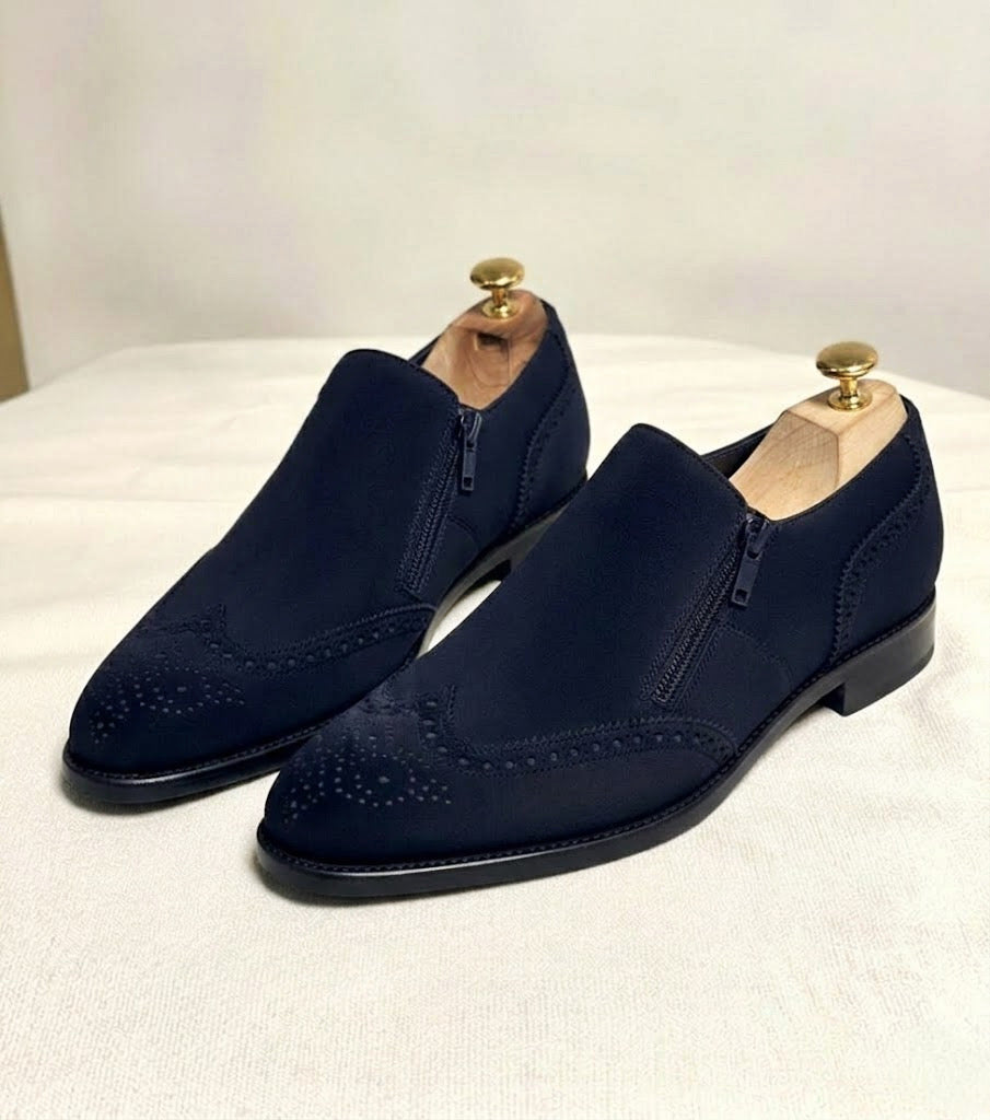 Navy blue zipper brogue