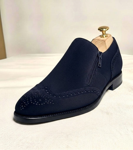 Navy blue zipper brogue