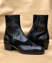 Black Cuban Heel Zip Boots for Men