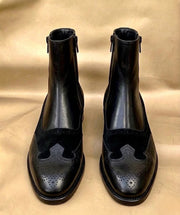 Black Cuban Heel Zip Boots for Men