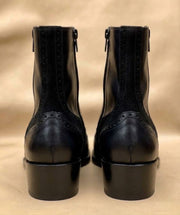 Black Cuban Heel Zip Boots for Men