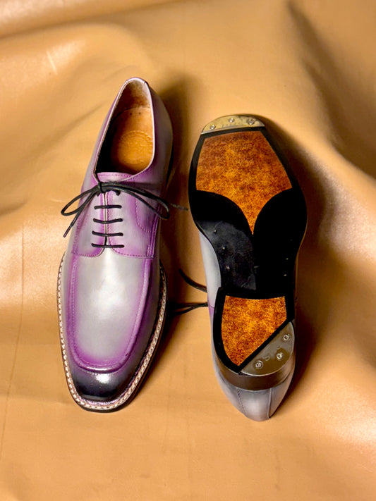 MR BRIAN Gray patina purple highlights Norwegian stitch derby