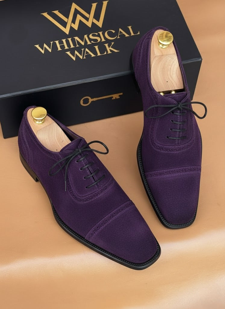 Purple suede oxford