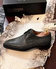 gray stingray texture derby shoes for men, handmade