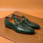 2 Green alligator skin pairs wingtip and loafers