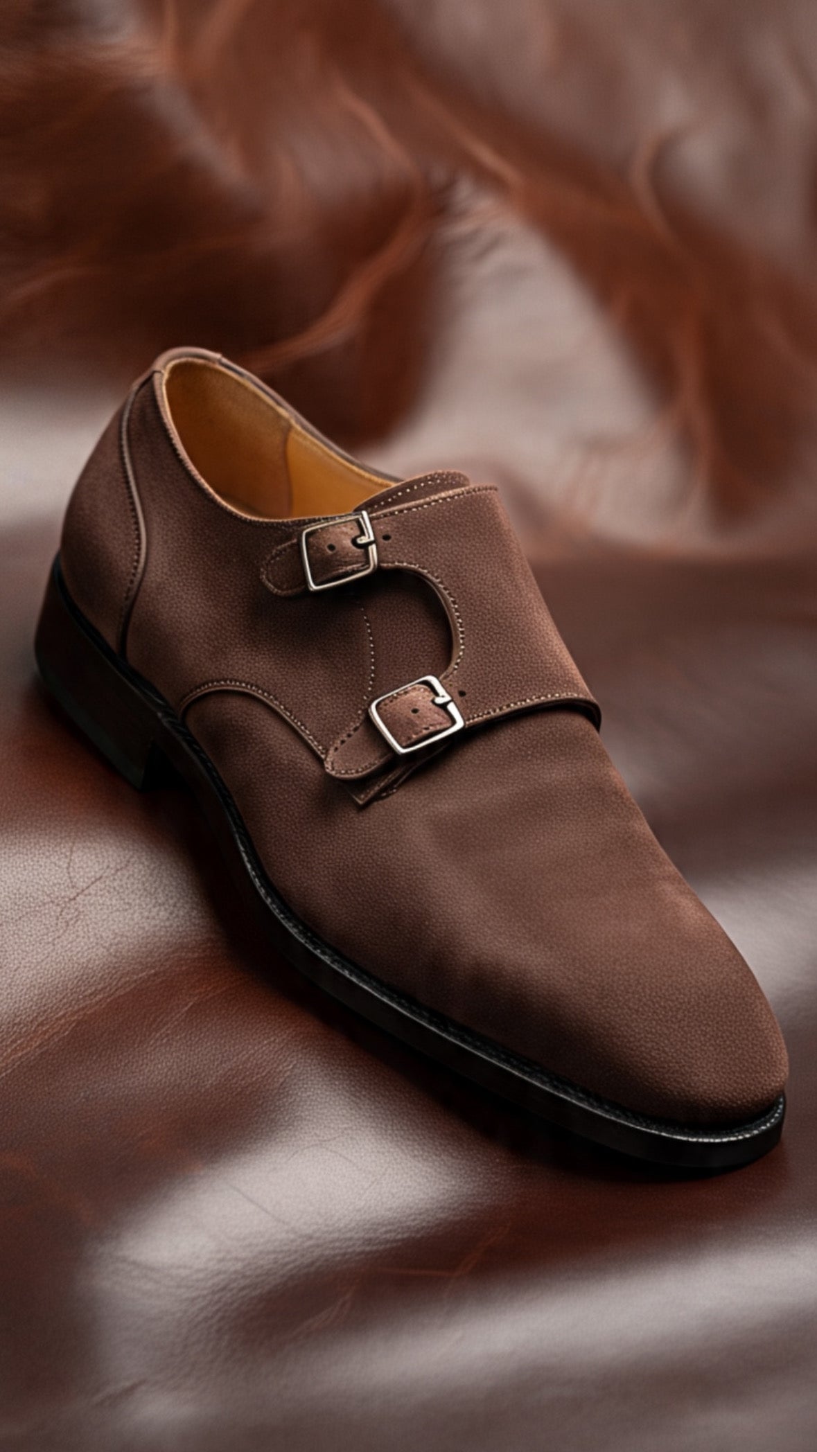 Suede double monk strap