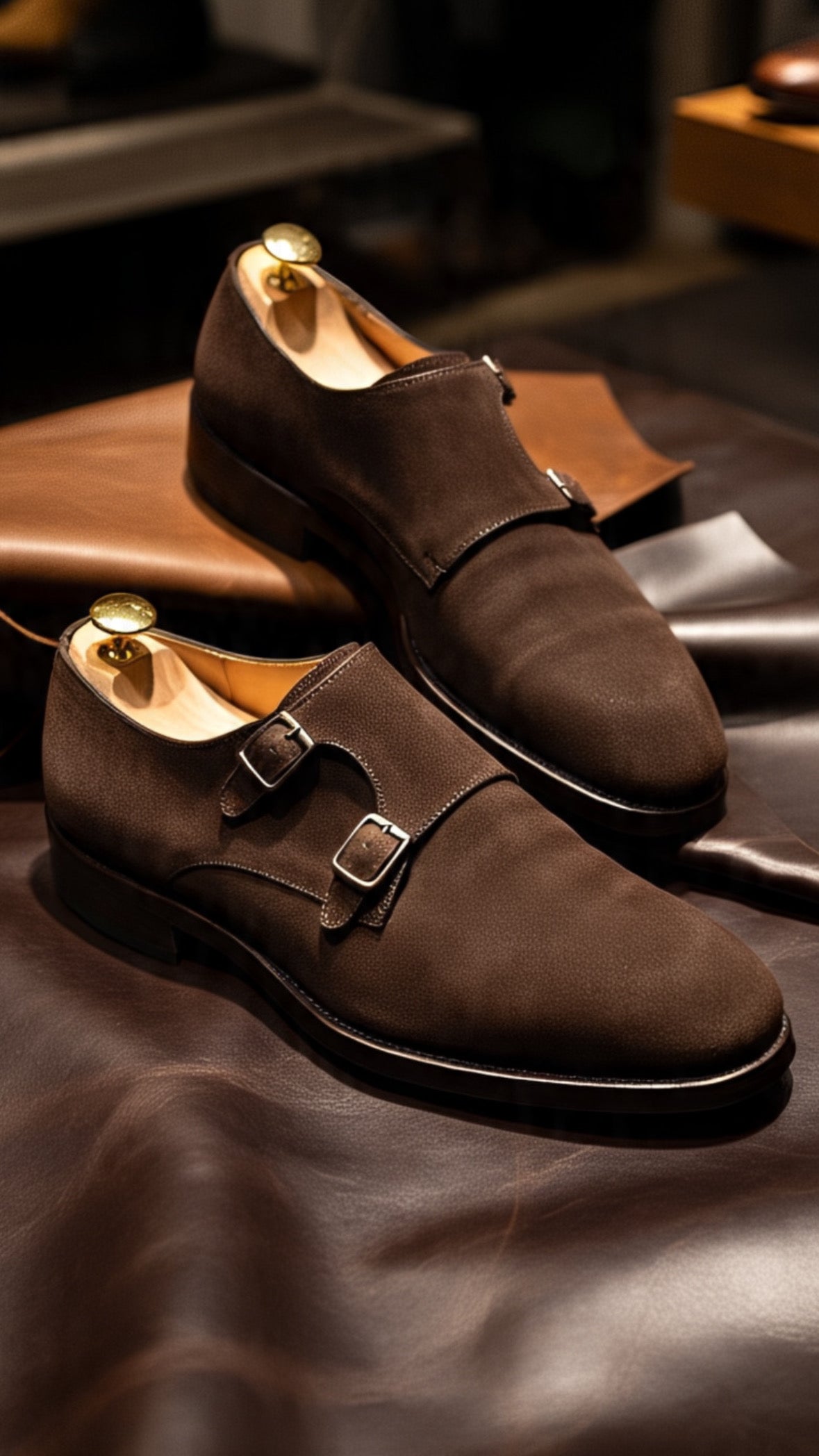 Suede double monk strap