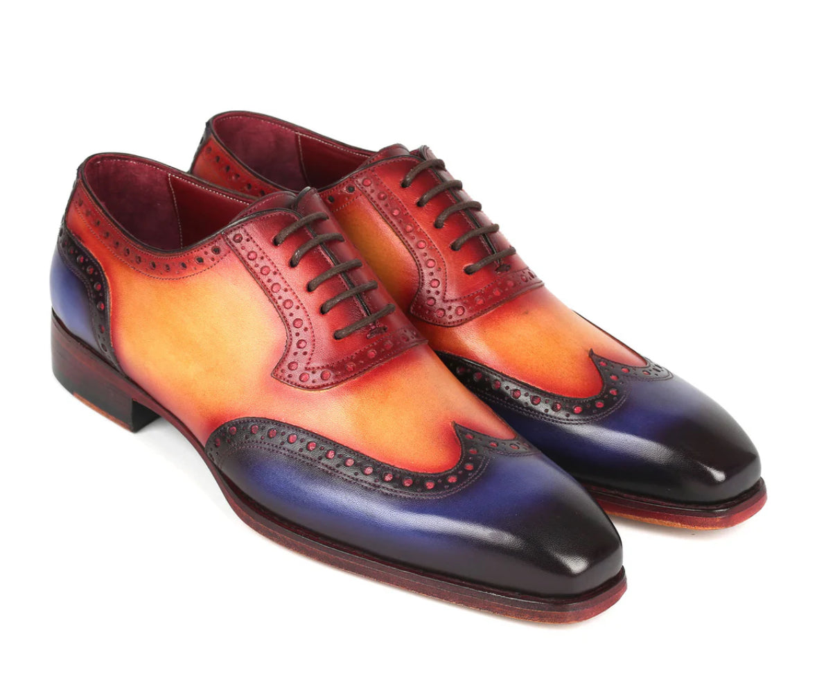 Multi colour semi brogue oxford shoes