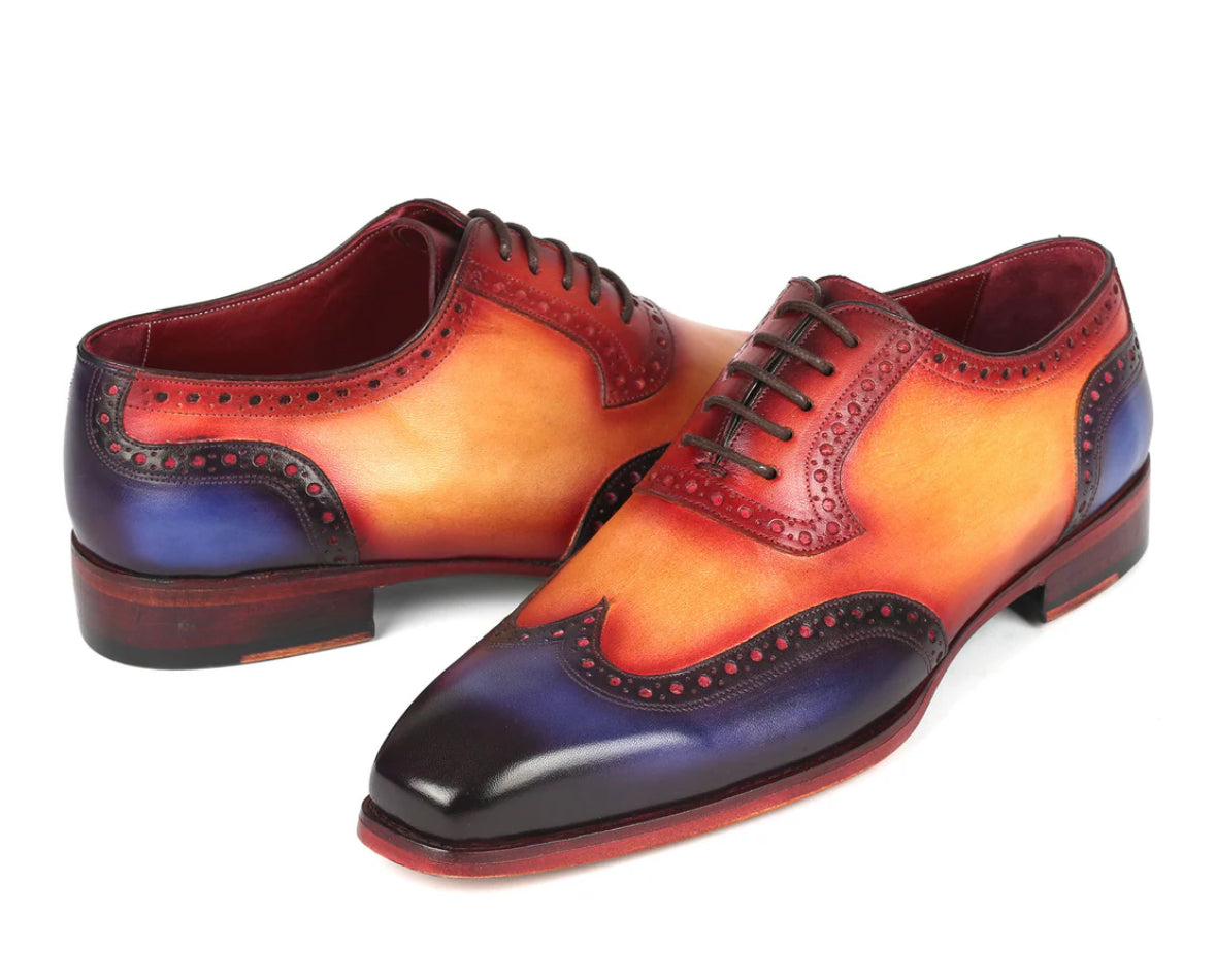 Multi colour semi brogue oxford shoes