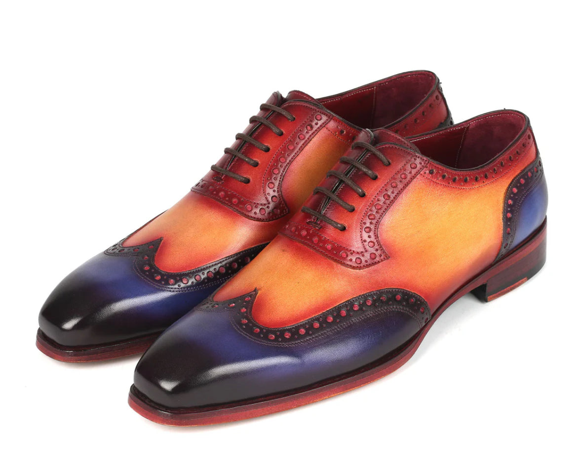 Multi colour semi brogue oxford shoes