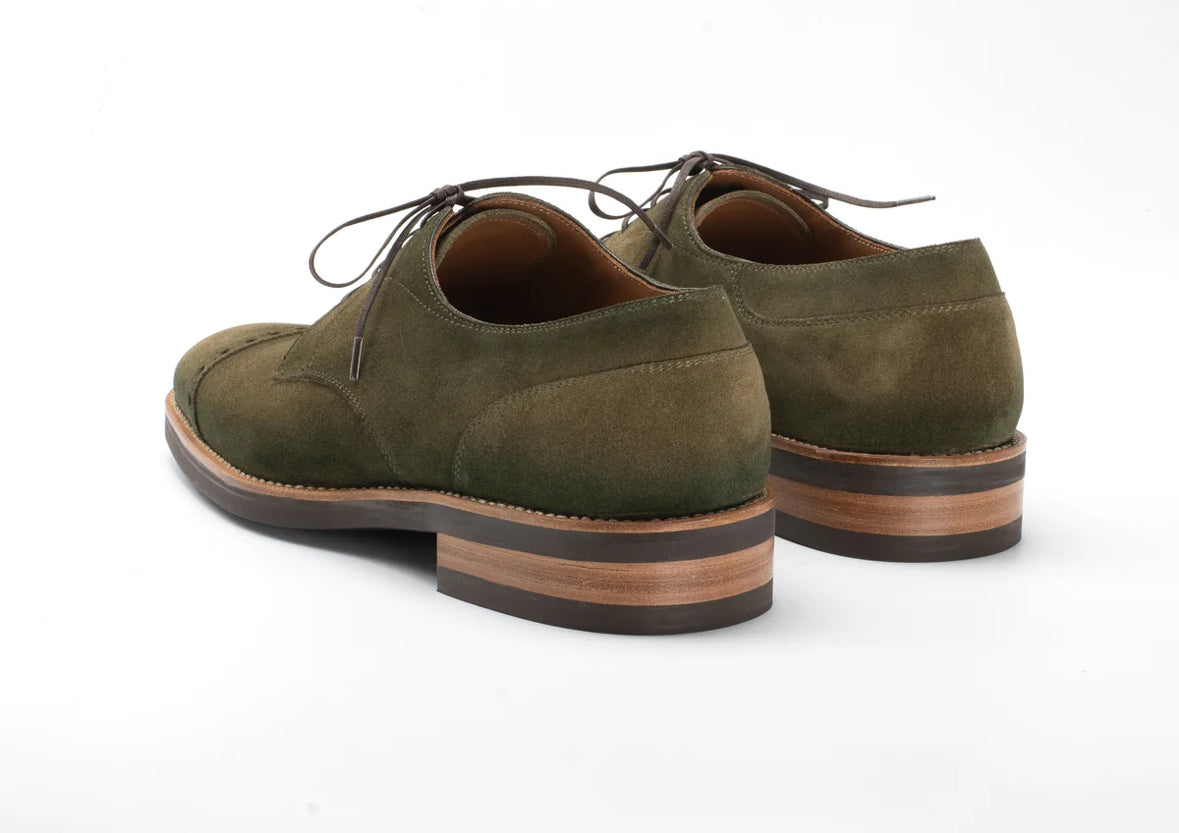 Green suede leather oxford