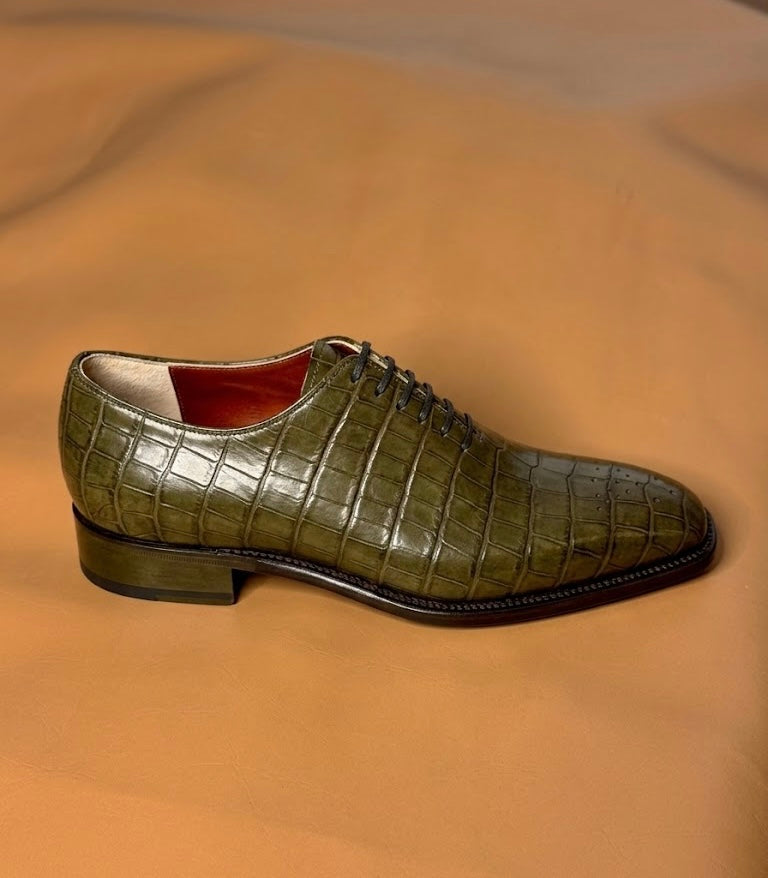 Olive Green crocodile oxford