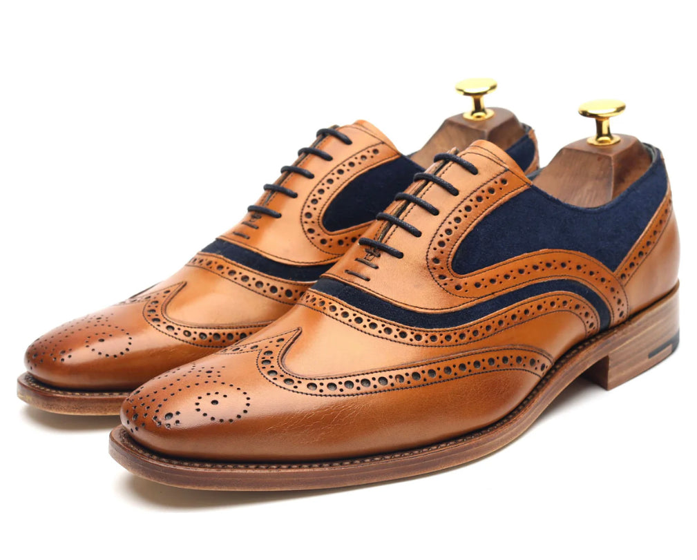 Brogues tan brown calf/blue - Whimsical Walk