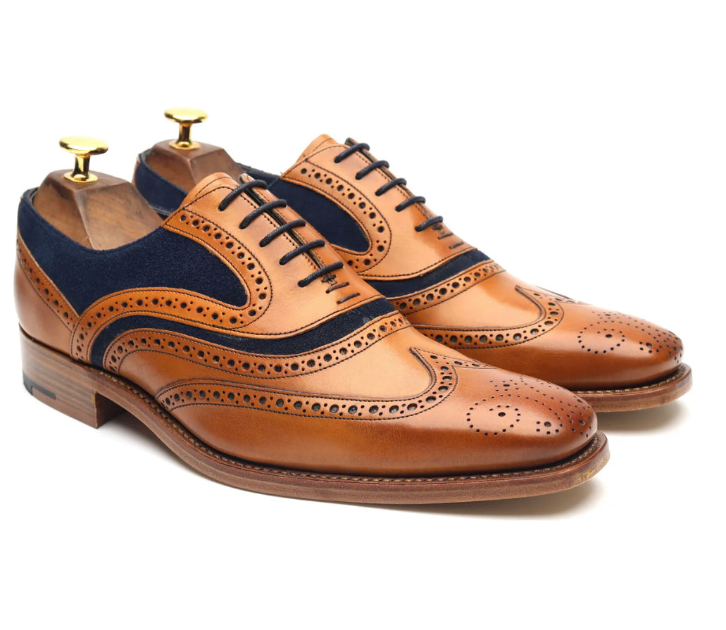 Brogues tan brown calf/blue - Whimsical Walk