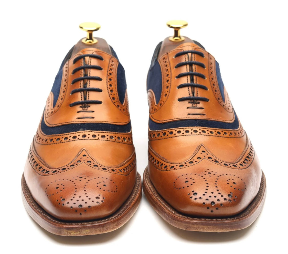 Brogues tan brown calf/blue - Whimsical Walk