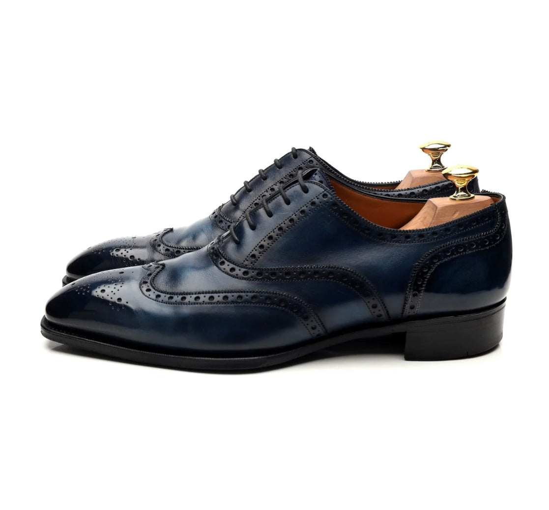 Blue Sapphire Patina Leather Oxford Brogues - Whimsical Walk