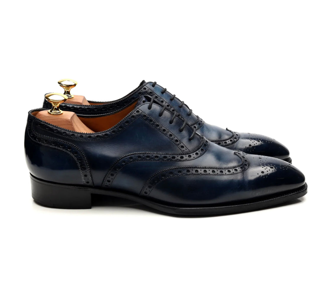 Blue Sapphire Patina Leather Oxford Brogues - Whimsical Walk