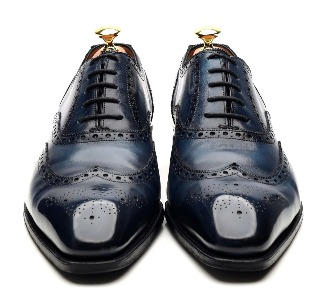 Blue Sapphire Patina Leather Oxford Brogues - Whimsical Walk