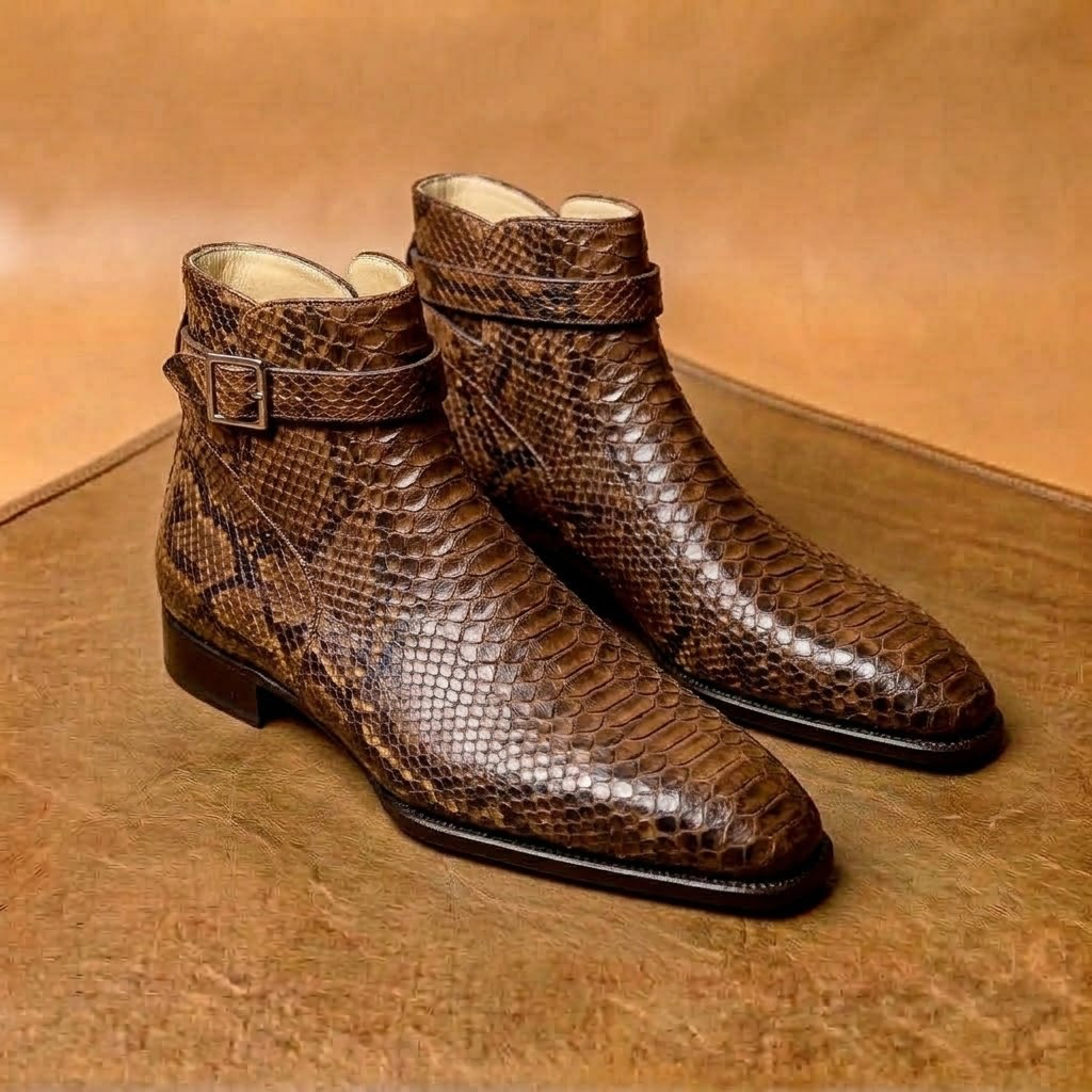 Brown python jodhpur boots