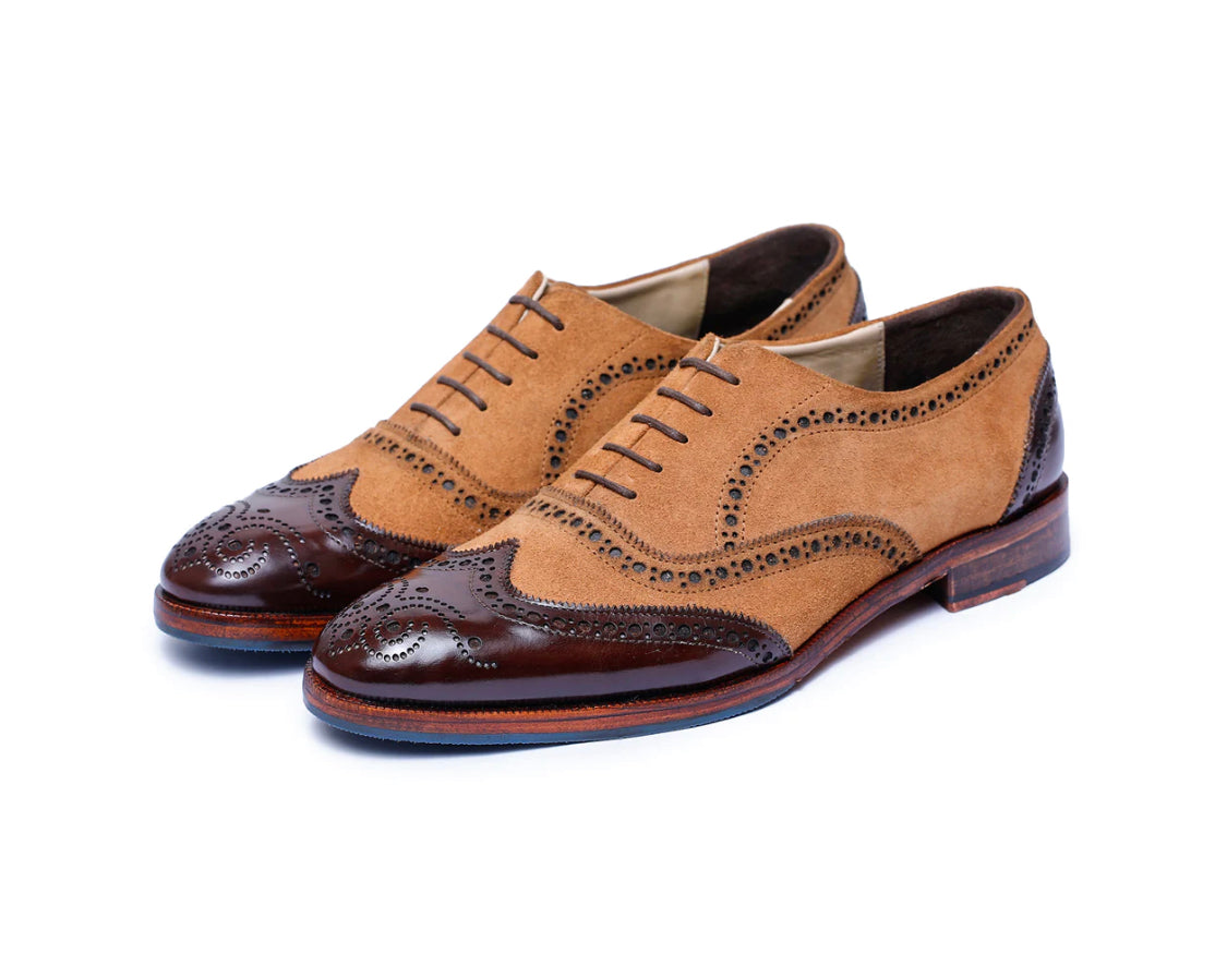 Tan suede wingtip - Whimsical Walk