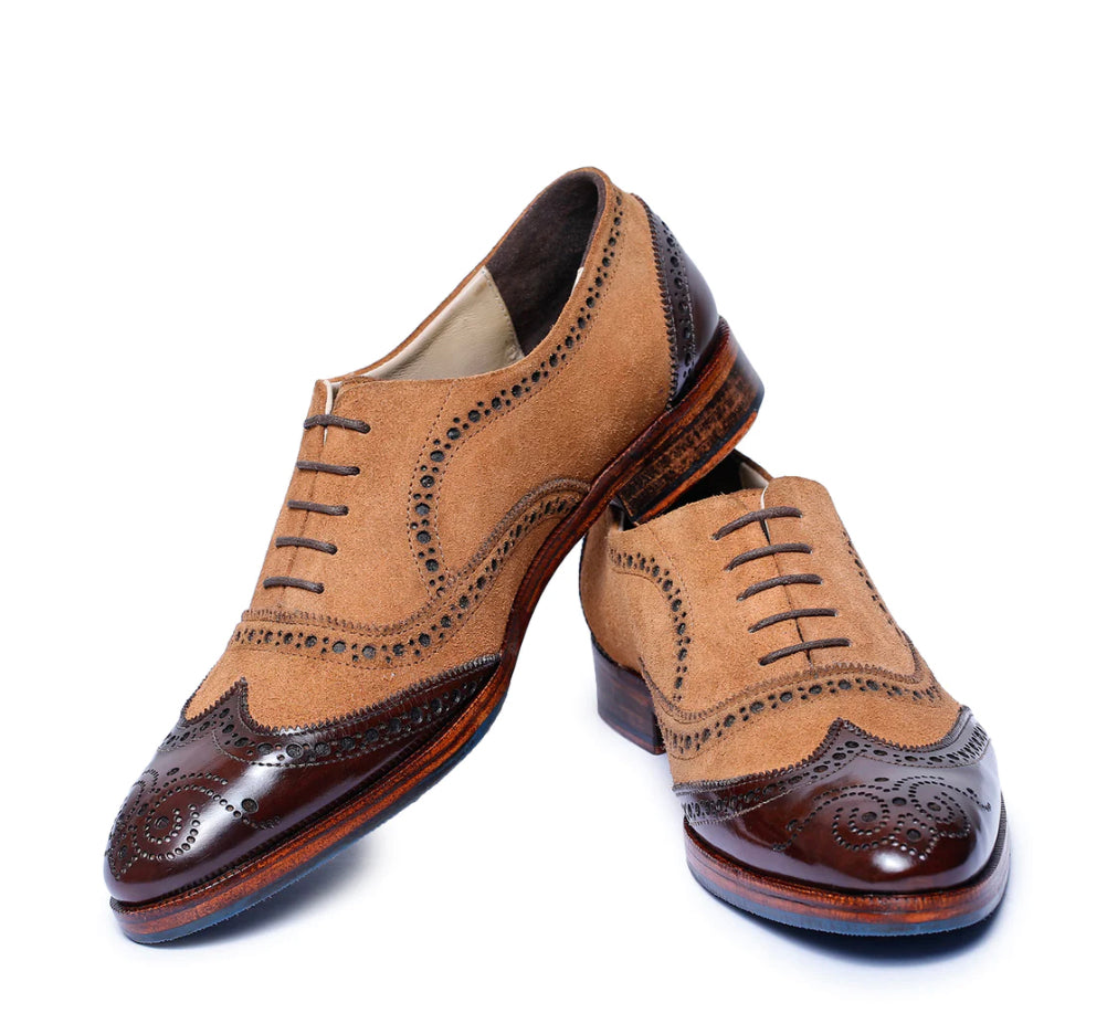 Tan suede wingtip - Whimsical Walk