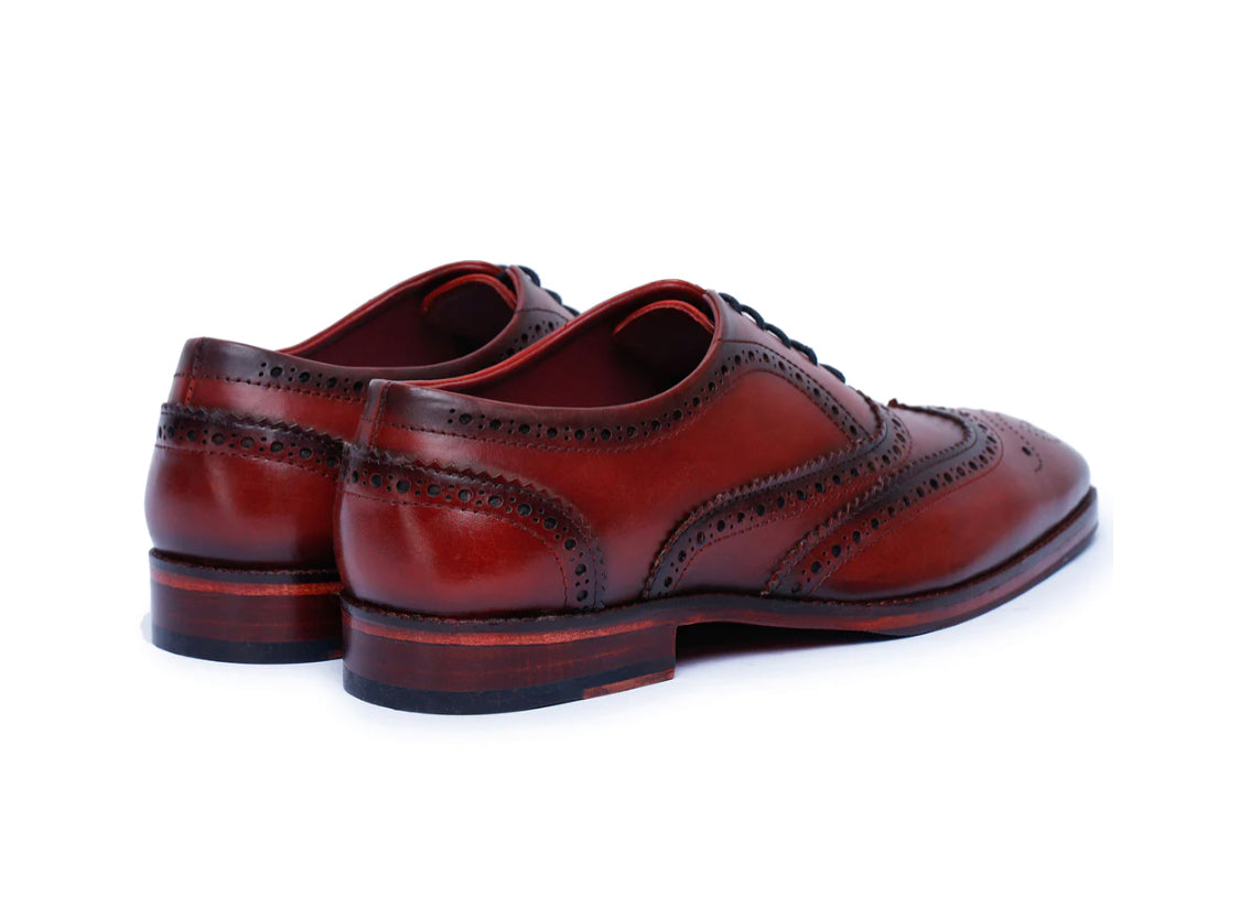 Wine red wingtip Oxford leather shoes - Whimsical Walk