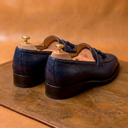 Navy blue lizard loafers