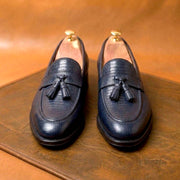Navy blue lizard loafers