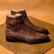 Brown python jodhpur boots