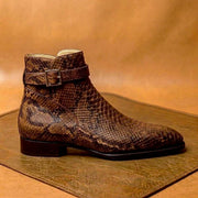 Brown python jodhpur boots