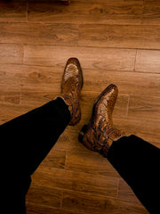 Brown python jodhpur boots