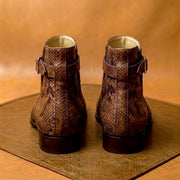 Brown python jodhpur boots