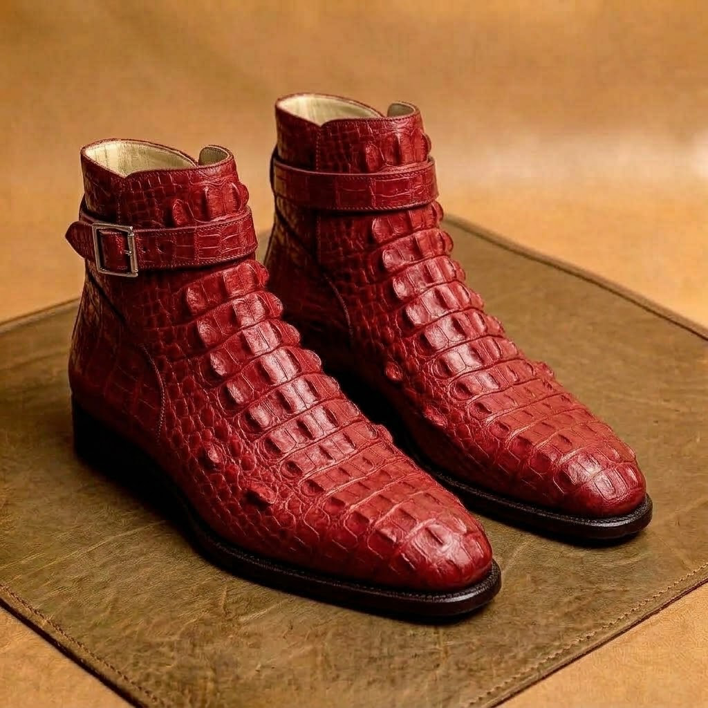 Red Crocodile jodhpur Boots